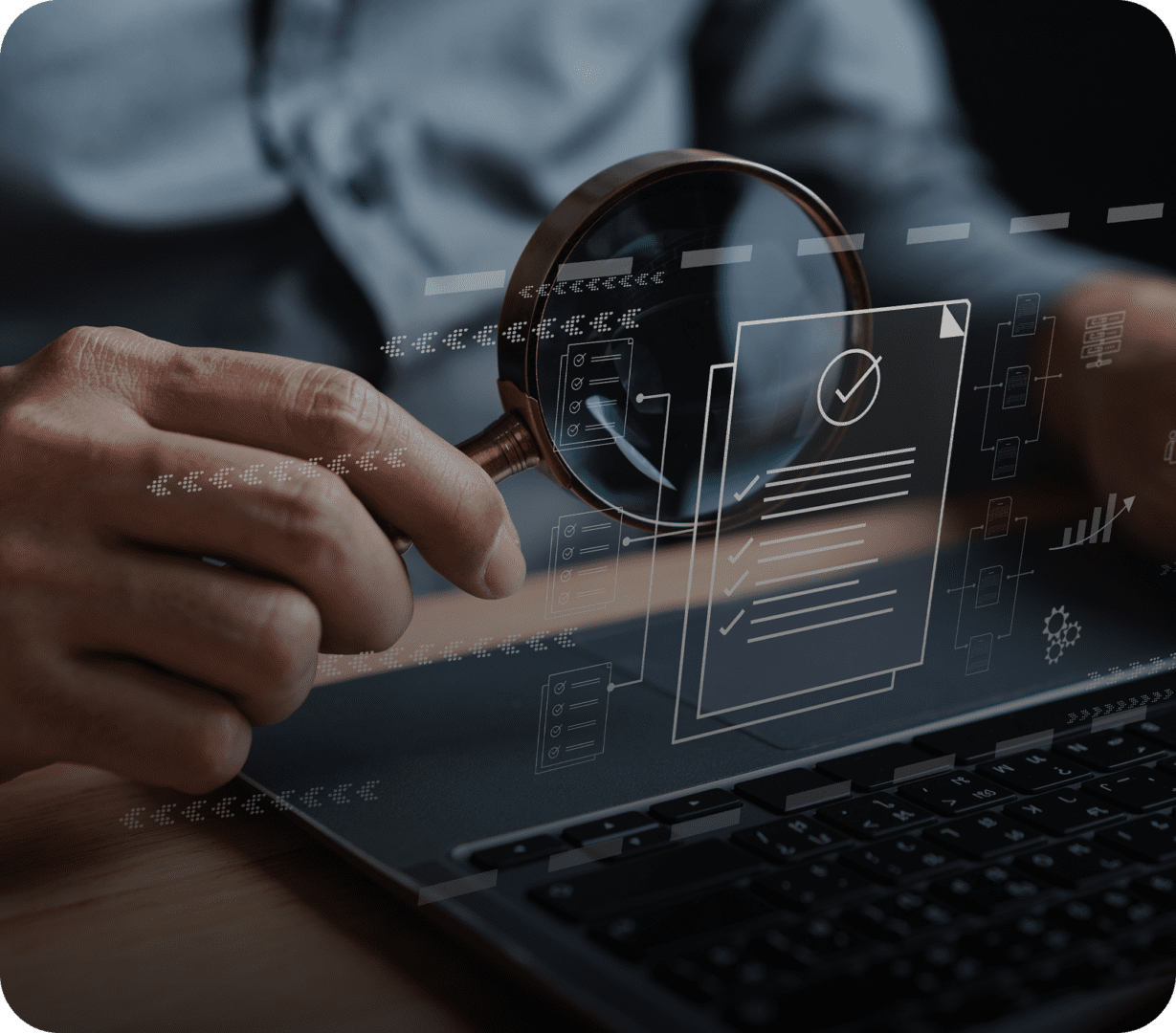 Analyzing digital data with magnifying glass